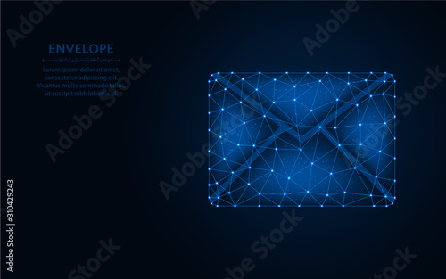 The envelope, mail, letter wireframe mesh polygonal vector illustration