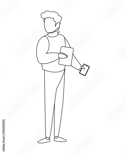 Isolated avatar man with laptop and smartphone vector design