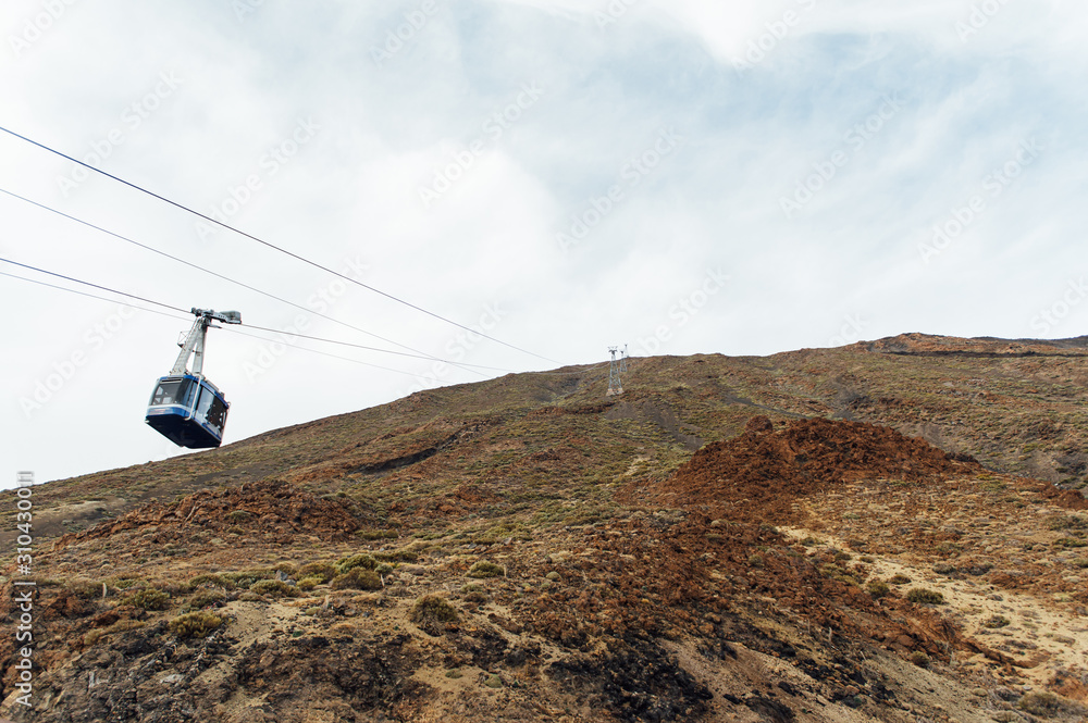 Obraz premium Cableway on the volcano Teide in Tenerife island - Canary Spain