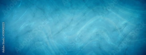 Elegant blue marbled texture horizontal empty background. Luxury antique card. Old blurred texture wallpaper. Website background. Vintage textured web banner header board. Water