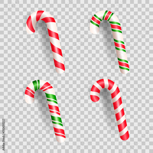 Set of realistic christmas candy cane.