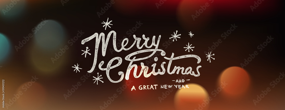 Holiday Banner and Christmas typography, handwriting . Vector Illustration.