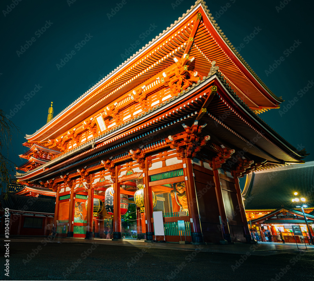Sensoji Temple in Asakusa is the most famous and be the destination of tourist. Shoot in the night. Tokyo, Japan. Sensoji Temple in Asakusa is the most famous and be the destination of tourist. Shoot in the night. Tokyo, Japan.