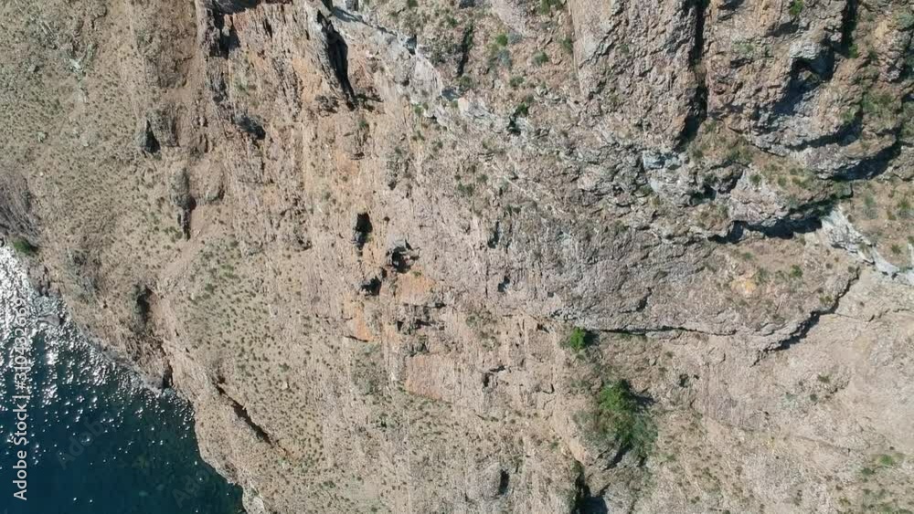 Island Olkhon. Lake Baikal, Russia. Top down view. Aerial shot. Travel to unexplored places. Island Olkhon. Lake Baikal, Russia. Top down view. Aerial shot. Travel to unexplored places.