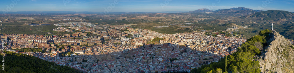 Aerial view of city, Jaen, Jaen Province, Spain