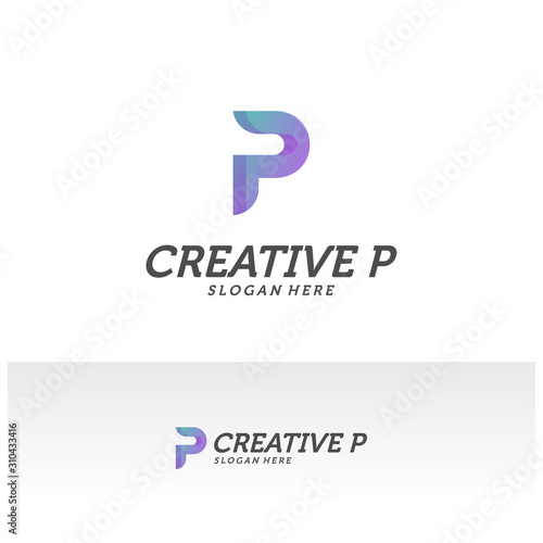 Fototapeta Naklejka Na Ścianę i Meble -  Abstract letter P logo icon for corporate identity design isolated, Creative P logo design template vector