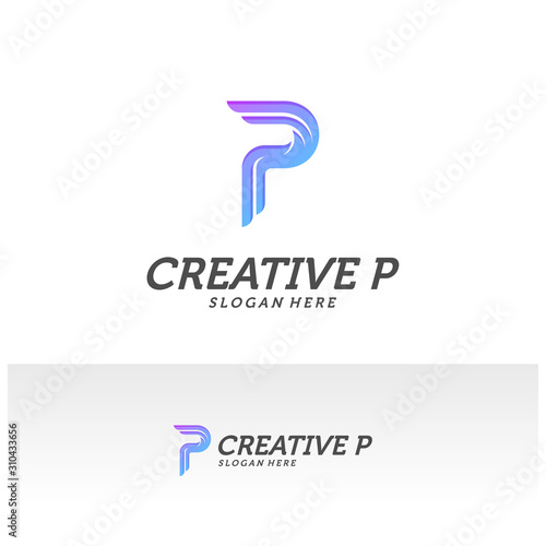 Abstract letter P logo icon for corporate identity design isolated  Creative P logo design template vector