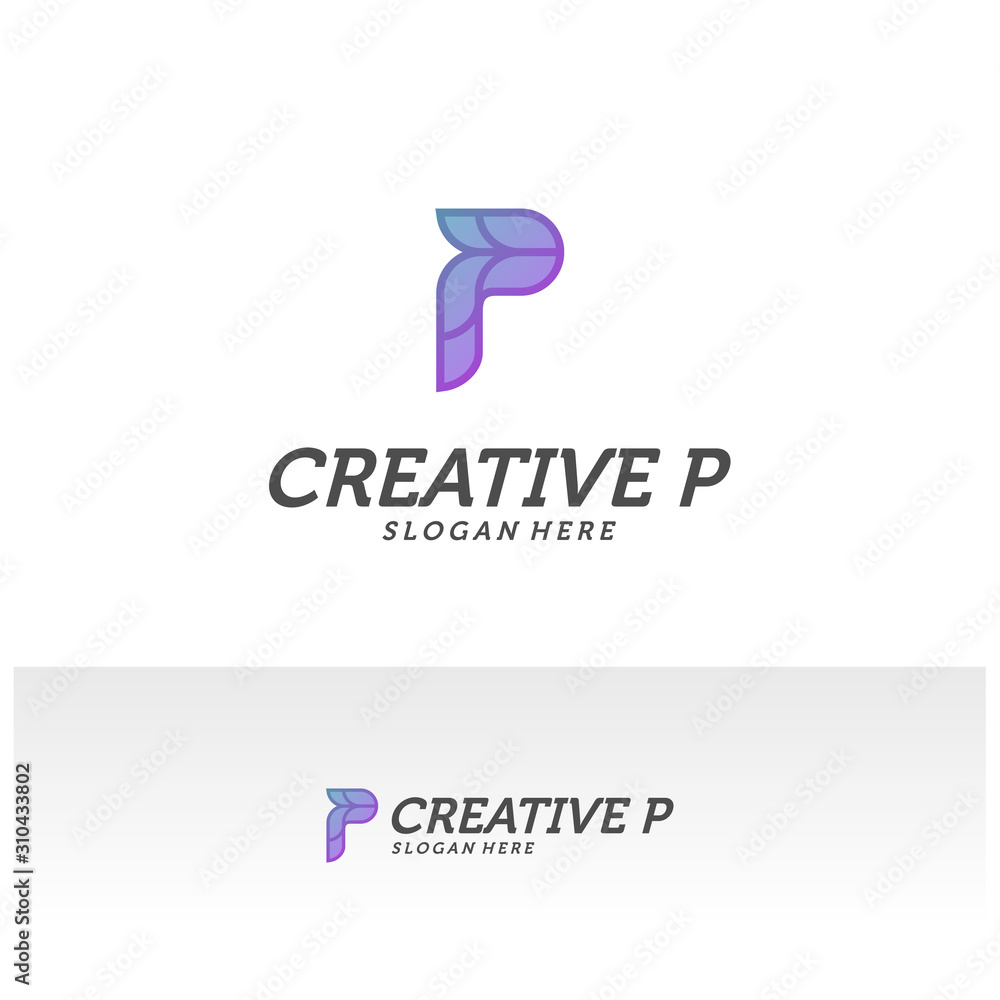 Fototapeta premium Abstract letter P logo icon for corporate identity design isolated, Creative P logo design template vector