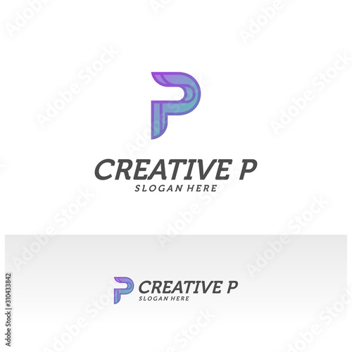 Abstract letter P logo icon for corporate identity design isolated, Creative P logo design template vector