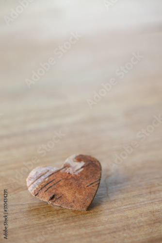 heart on wooden background copy space for text or image 