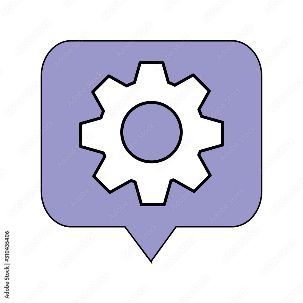 Isolated gear inside communication bubble vector design