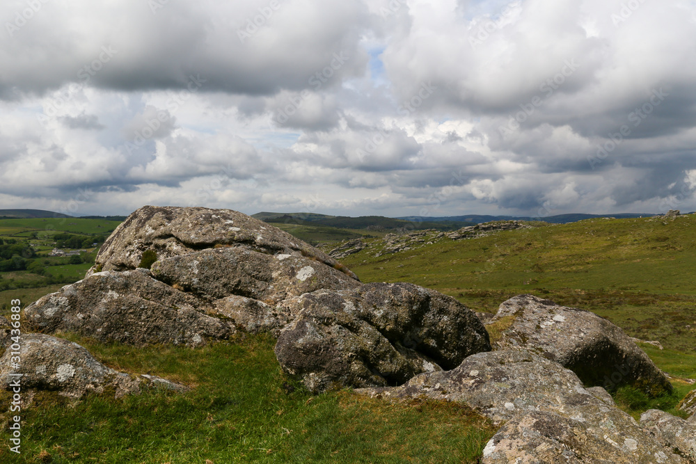 View from Haytor Rocks at Dartmoor National Park in Devon