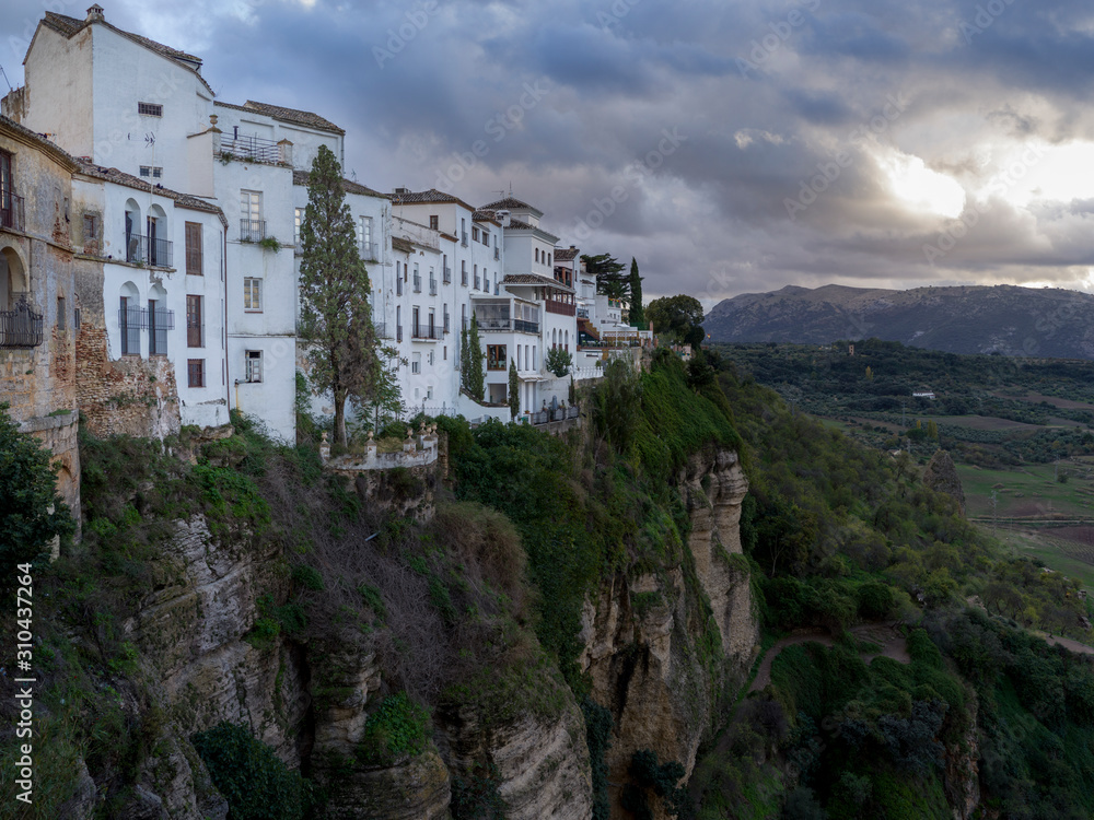 Buildings at edge of canyon of at Ronda, Malaga Province, Spain Buildings at edge of canyon of at Ronda, Malaga Province, Spain