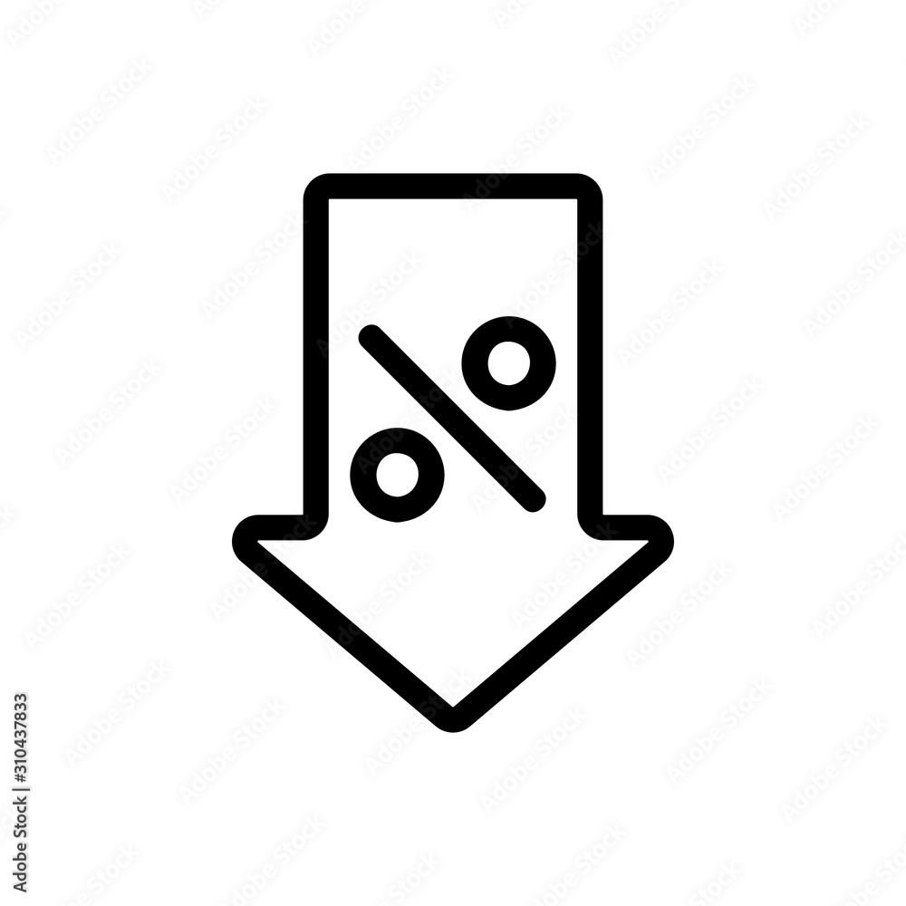 Discount icon vector. A thin line sign. Isolated contour symbol illustration Discount icon vector. A thin line sign. Isolated contour symbol illustration