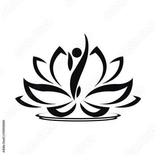 Lotus flower vector logo icon Spiritual simple isolated silhouette symbol sign