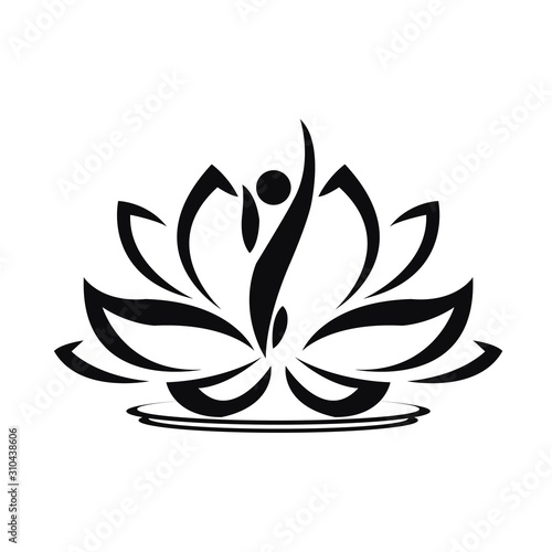 Lotus flower vector logo icon  Spiritual simple isolated silhouette symbol sign