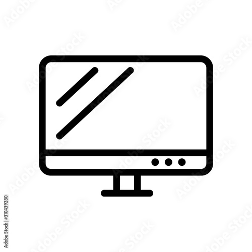 Monitor icon vector. A thin line sign. Isolated contour symbol illustration