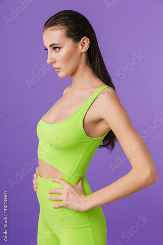 Photo of beautiful fashion woman posing and looking forward isolated