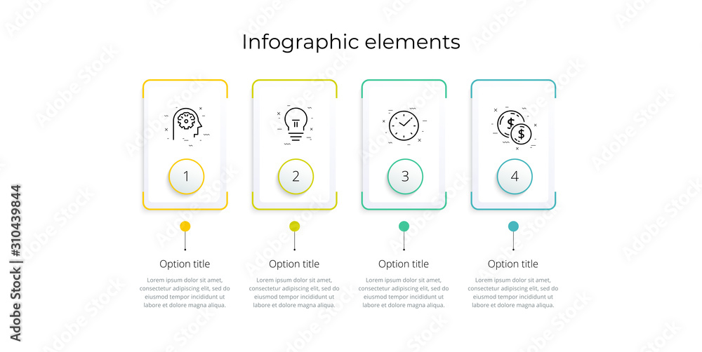 Business process chart infographics with 4 step rectangles. Rectangular ...