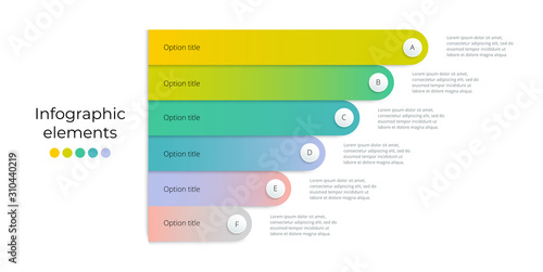 Business process chart infographics with 6 step lines. Linear corporate workflow graphic elements. Company flowchart presentation slide template. Vector info graphic design.