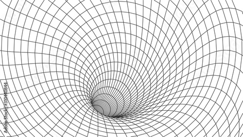 Abstract tunnel. Vector wormhole. 3D corridor mesh.