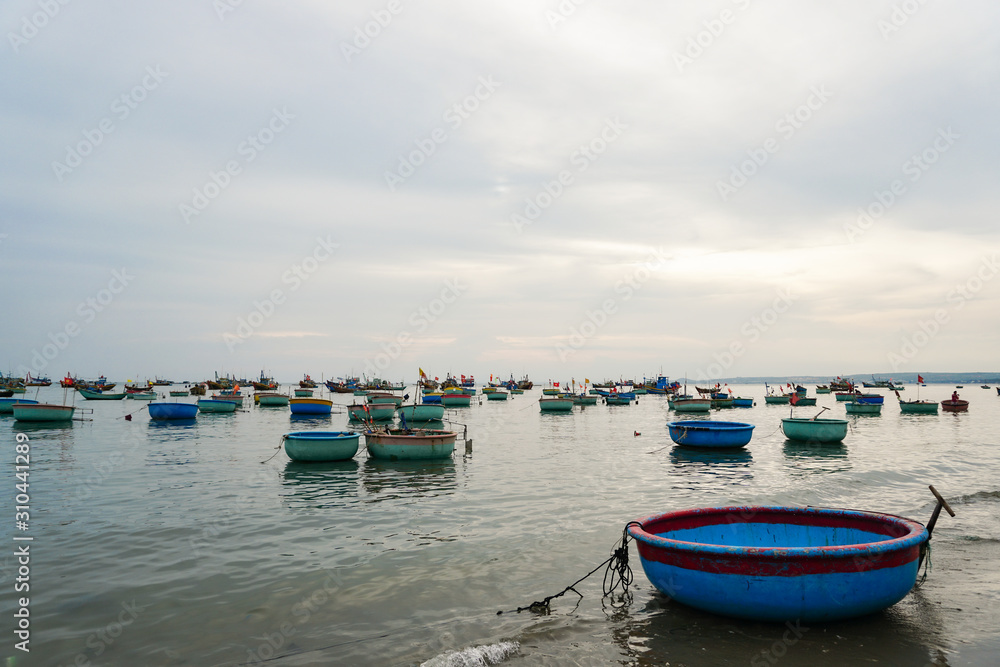 Many fishing boats in the sea