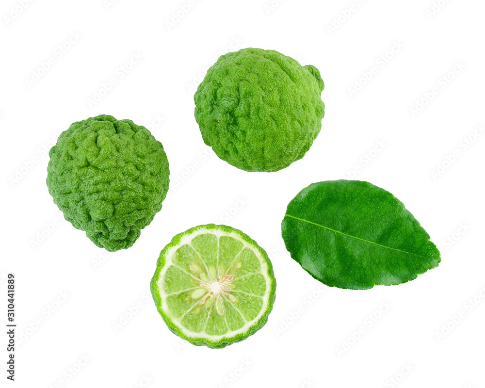 Fototapeta premium Top view of Bergamot fruit isolated on the white background.