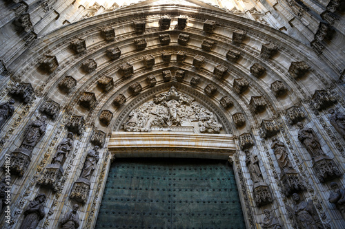 Entrance of an cathedral, Santa Cruz, Seville, Seville Province, Spain