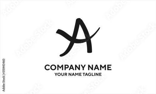 The concept of the logo with the initials letter A is a simple classical model handwritten script, very suitable for a symbol or company logo in an art or photography midwife
