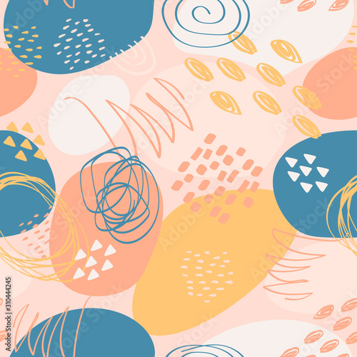 Trendy creative background with abstract colorful shapes. Good for textile, p...