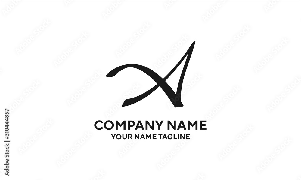 Obraz premium The concept of the logo with the initials letter A is a simple classical model handwritten script, very suitable for a symbol or company logo in an art or photography midwife