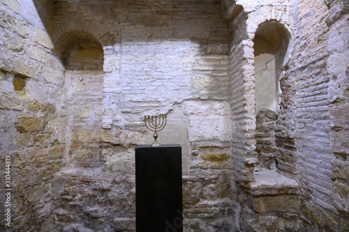 Menorah in the Jewish synagogue in C�rdoba Synagogue, Distrito Centro, C�rdoba, C�rdoba Province, Spain