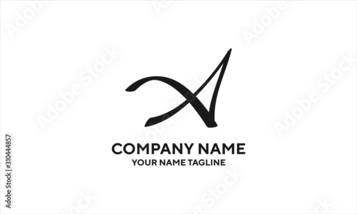The concept of the logo with the initials letter A is a simple classical model handwritten script, very suitable for a symbol or company logo in an art or photography midwife