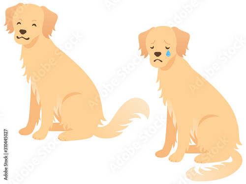 笑顔の犬と泣いている犬のイラスト