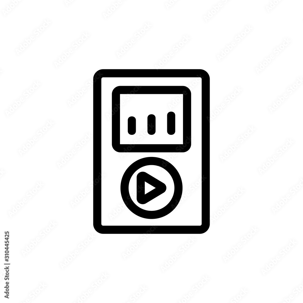 Music player icon vector. A thin line sign. Isolated contour symbol illustration Music player icon vector. A thin line sign. Isolated contour symbol illustration