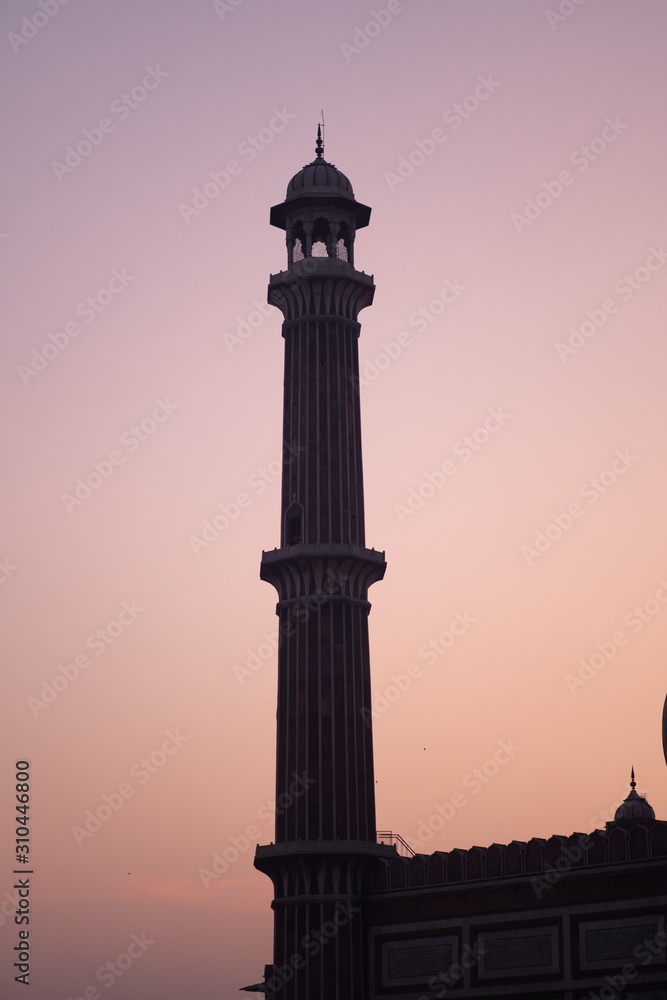 Silhouette of Jama Masjid in Old Delhi, India