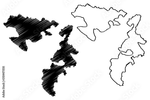 Republika Srpska (Bosnia and Herzegovina, BiH, Bosnia–Herzegovina) map vector illustration, scribble sketch Srpska map