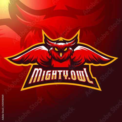 stock vector owl mascot logo. badge, esport logo, and emblem with modern illustration concept style.