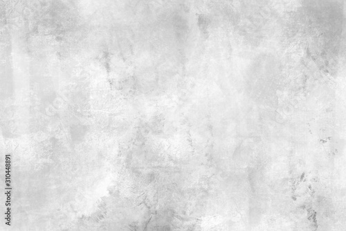 Concrete wall white color for background. Old grunge textures with scratches and cracks. White painted cement wall texture. © Ekkachai