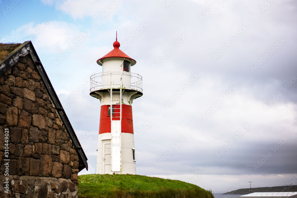 Old lighthouse building in Torshavn, Faroe Islands.