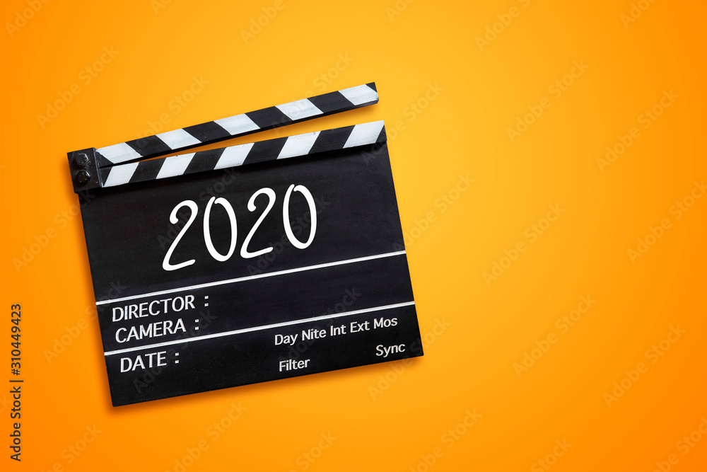 2020 Word title on film slate.