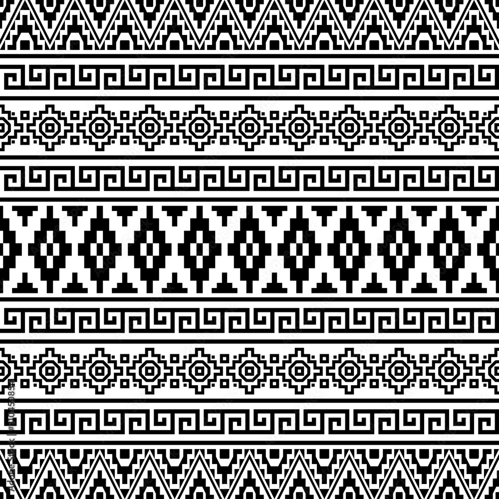 Seamless Ethnic Pattern Illustration vector with tribal design in black