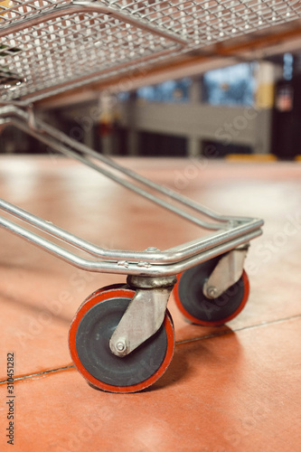 Wheels of a shopping cart