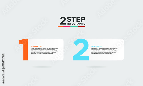 2 step infographic element. Business concept with 2 options, steps or processes. data visualization. Vector illustration.