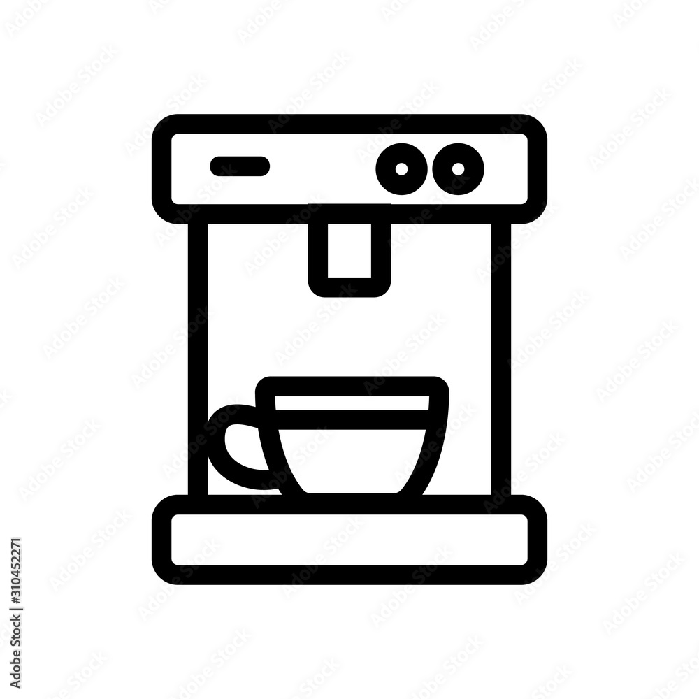 Coffe mashine icon vector. A thin line sign. Isolated contour symbol illustration Coffe mashine icon vector. A thin line sign. Isolated contour symbol illustration