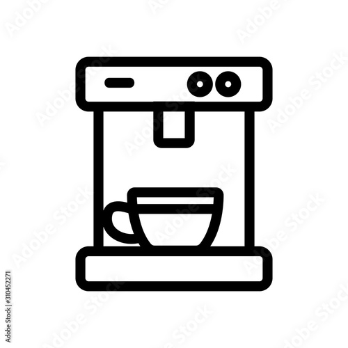 Coffe mashine icon vector. A thin line sign. Isolated contour symbol illustration