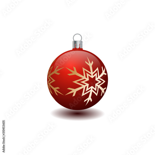 Christmas tree ornament,decoration.3 d Red x mas tree bauble  isolated on a white background.
