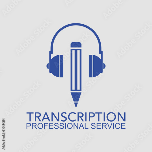 Transcription - Professional service. Flat style illustration. Isolated. 