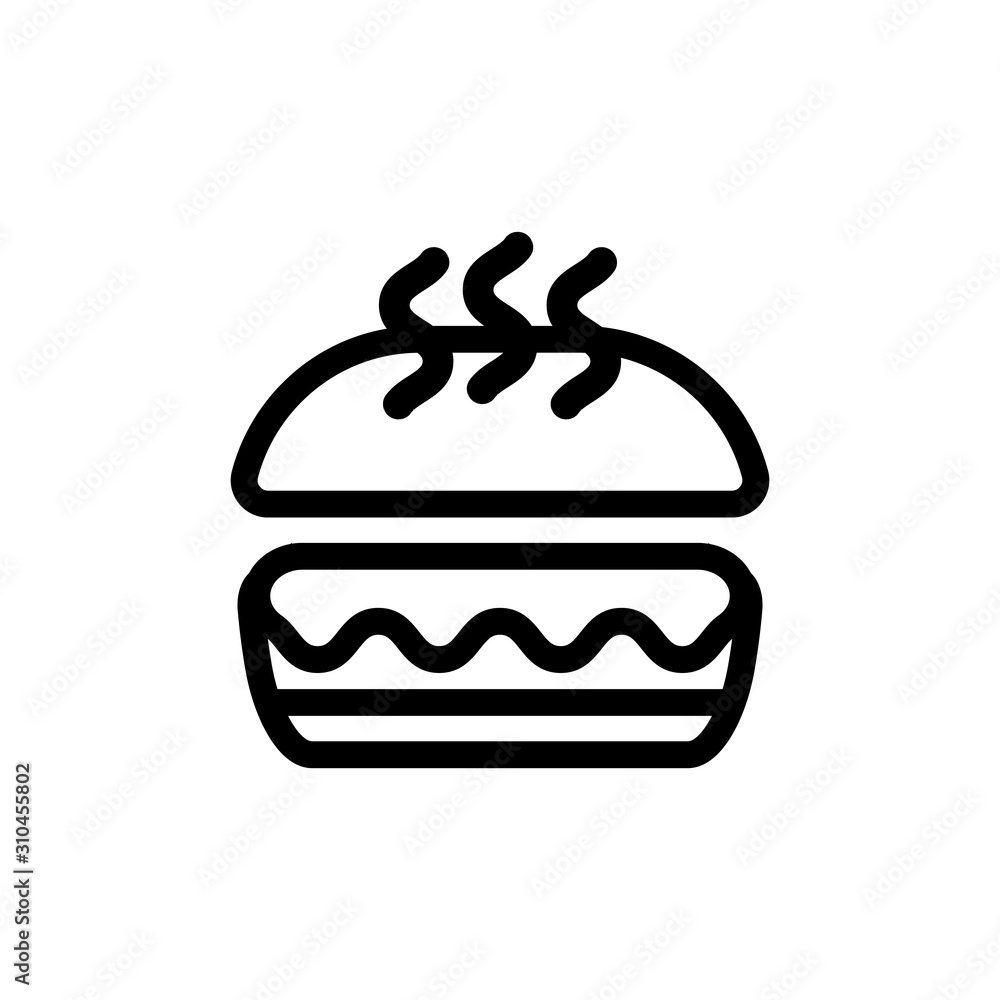 Burger icon vector. A thin line sign. Isolated contour symbol illustration Burger icon vector. A thin line sign. Isolated contour symbol illustration