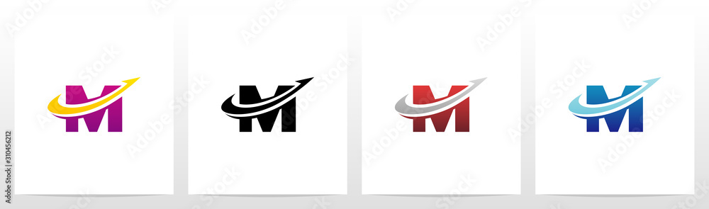 Swoosh Arrow Lines Letter Logo Design M Stock Vector | Adobe Stock